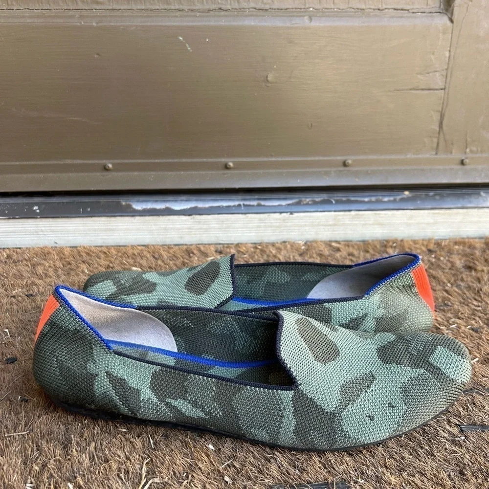 Rothy's The Loafer Olive Green Camo Print Women's Size 10 Flats Ballet Flats